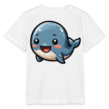 Kkuscheliger blauer Wal Cartoon - Stanley/Stella Kinder T-Shirt MINI CREATOR  - Weiß - Vorne - Maike (125cm)