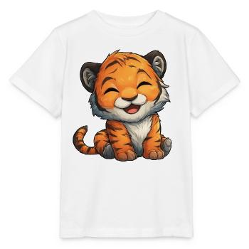 Fröhlicher Tigerjunge Cartoon - Stanley/Stella Kinder T-Shirt MINI CREATOR  - Weiß - Vorne - Maike (125cm)