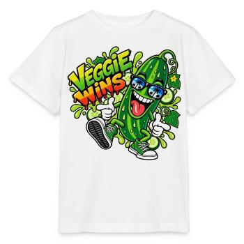 Veggie Wins Gurke - Stanley/Stella Kinder T-Shirt MINI CREATOR  - Weiß - Vorne - Maike (125cm)