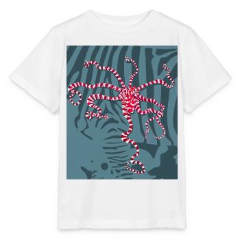 Rot Weißer Oktopus - Stanley/Stella Kinder T-Shirt MINI CREATOR  - Weiß - Vorne - Maike (125cm)