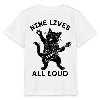 Nine Lives All Loud – Cat-Rock-Gitarre - Stanley/Stella Kinder T-Shirt MINI CREATOR  - Weiß - Vorne - Maike (125cm)