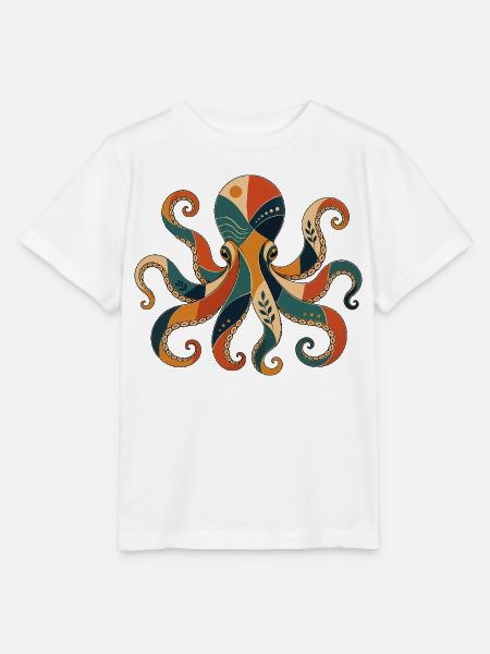 Oktopus Geometrisch - Stanley/Stella Kinder T-Shirt MINI CREATOR - Weiß