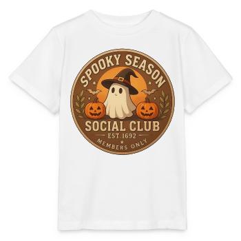 Spooky Season Social Club Abzeichen - Stanley/Stella Kinder T-Shirt MINI CREATOR  - Weiß - Vorne - Maike (125cm)