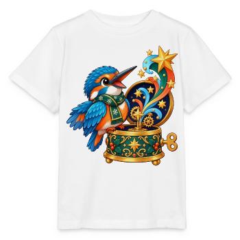 Eisvogel mit Kometen-Spieluhr - Stanley/Stella Kinder T-Shirt MINI CREATOR  - Weiß - Vorne - Maike (125cm)
