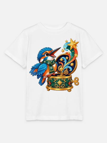 Eisvogel mit Kometen-Spieluhr - Stanley/Stella Kinder T-Shirt MINI CREATOR  - Weiß