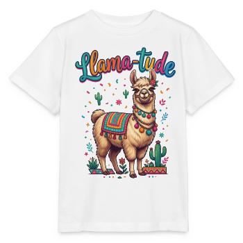 Llama-tude Lustiges Llama Alpakas Design - Stanley/Stella Kinder T-Shirt MINI CREATOR  - Weiß - Vorne - Maike (125cm)