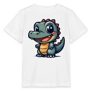 Lustiger Krokodil Dino mit breitem Grinsen - Stanley/Stella Kinder T-Shirt MINI CREATOR  - Weiß - Vorne - Maike (125cm)