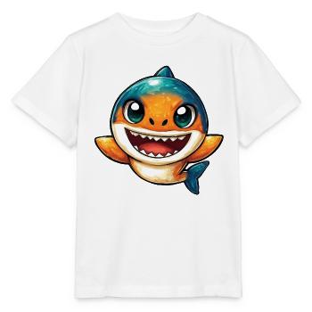 Lachender Hai Cartoon - Stanley/Stella Kinder T-Shirt MINI CREATOR  - Weiß - Vorne - Maike (125cm)