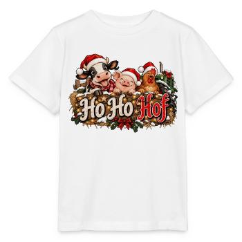 Weihnachten Landleben Ho Ho Hof Landwirtschaft  - Stanley/Stella Kinder T-Shirt MINI CREATOR  - Weiß - Vorne - Maike (125cm)