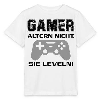 Gamer altern nicht Sie leveln Zocken Joypad Spiel - Stanley/Stella Kinder T-Shirt MINI CREATOR  - Weiß - Vorne - Maike (125cm)