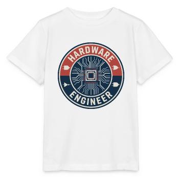 Vintage Computer Hardware Engineer Chip-Abzeichen oben - Stanley/Stella Kinder T-Shirt MINI CREATOR  - Weiß - Vorne - Maike (125cm)
