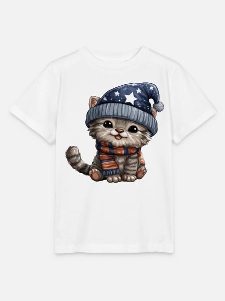 Kleines Sternenkätzchen im Winter - Stanley/Stella Kinder T-Shirt MINI CREATOR - Weiß