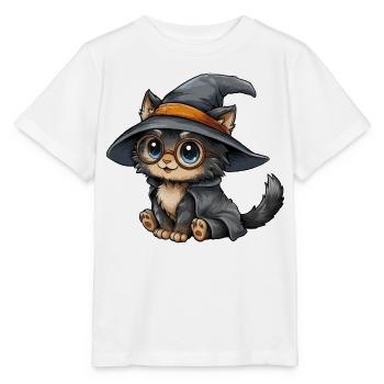 Katzenzauberer mit Brille - Stanley/Stella Kinder T-Shirt MINI CREATOR  - Weiß - Vorne - Maike (125cm)