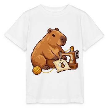 Capybara Pixel Art Designerin – Näherin - Stanley/Stella Kinder T-Shirt MINI CREATOR  - Weiß - Vorne - Maike (125cm)