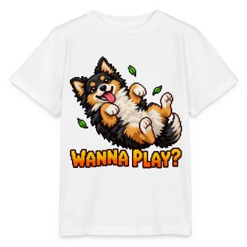 Will to Play Cute Pixel Art Puppy – verspielter Hund - Stanley/Stella Kinder T-Shirt MINI CREATOR  - Weiß - Vorne - Maike (125cm)
