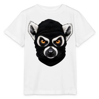 Katta mit Sturmhaube – Frecher Lemur - Stanley/Stella Kinder T-Shirt MINI CREATOR  - Weiß - Vorne - Maike (125cm)