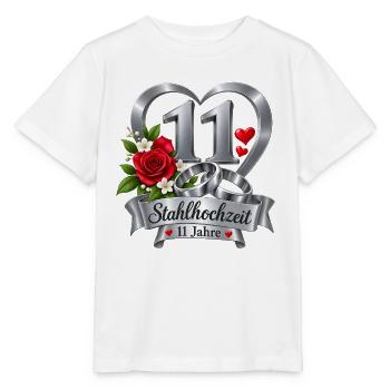 11.Hochzeitstag , 11 Jahre , Stahlhochzeit  - Stanley/Stella Kinder T-Shirt MINI CREATOR  - Weiß - Vorne - Maike (125cm)