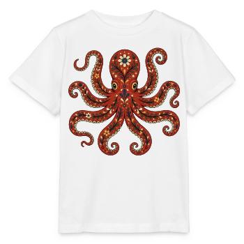 Folk Art Octopus - Stanley/Stella Kinder T-Shirt MINI CREATOR  - Weiß - Vorne - Maike (125cm)