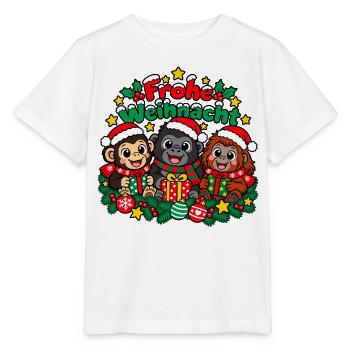 Weihnachts Affen - Stanley/Stella Kinder T-Shirt MINI CREATOR  - Weiß - Vorne - Maike (125cm)