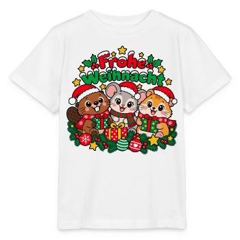 Frohe Weihnachten – Tiertrio - Stanley/Stella Kinder T-Shirt MINI CREATOR  - Weiß - Vorne - Maike (125cm)