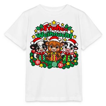 Weihnachts Kühe - Stanley/Stella Kinder T-Shirt MINI CREATOR  - Weiß - Vorne - Maike (125cm)