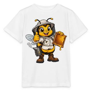 Hummel als Imker – Lustiges Bienenmotiv - Stanley/Stella Kinder T-Shirt MINI CREATOR  - Weiß - Vorne - Maike (125cm)