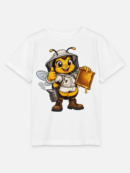 Hummel als Imker – Lustiges Bienenmotiv - Stanley/Stella Kinder T-Shirt MINI CREATOR - Weiß