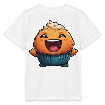 Kuschelmuffin Lachender Cupcake - Stanley/Stella Kinder T-Shirt MINI CREATOR  - Weiß - Vorne - Maike (125cm)