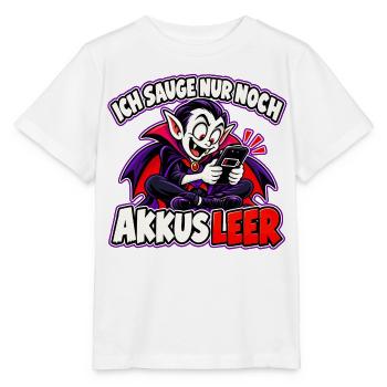 Halloween-Vampir – Ich sauge nur noch, Akkus leer - Stanley/Stella Kinder T-Shirt MINI CREATOR  - Weiß - Vorne - Maike (125cm)