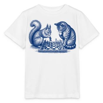 Eichhörnchen Katze Schach - Stanley/Stella Kinder T-Shirt MINI CREATOR  - Weiß - Vorne - Maike (125cm)