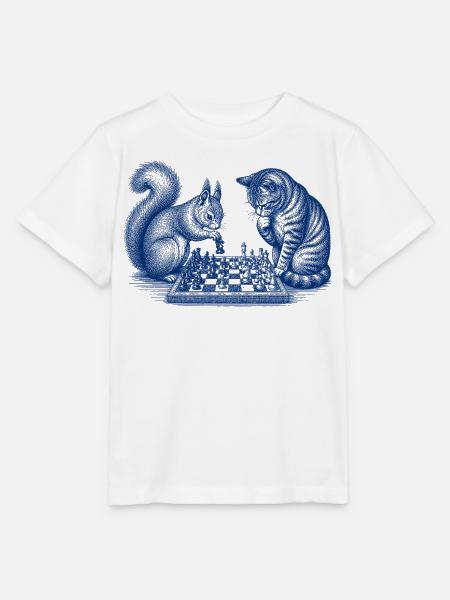 Eichhörnchen Katze Schach - Stanley/Stella Kinder T-Shirt MINI CREATOR  - Weiß