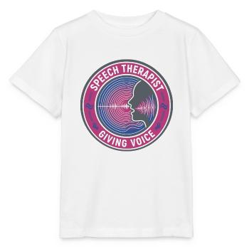 Sprachtherapeutin gibt Stimmwellen-Abzeichen-Geschenk - Stanley/Stella Kinder T-Shirt MINI CREATOR  - Weiß - Vorne - Maike (125cm)