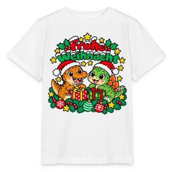 Weihnachts Dinosaurier - Stanley/Stella Kinder T-Shirt MINI CREATOR  - Weiß - Vorne - Maike (125cm)