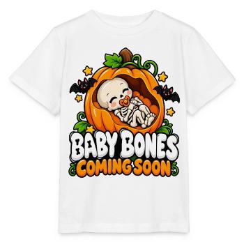 Kürbis-Skelett Baby Bones Ankündigung - Stanley/Stella Kinder T-Shirt MINI CREATOR  - Weiß - Vorne - Maike (125cm)