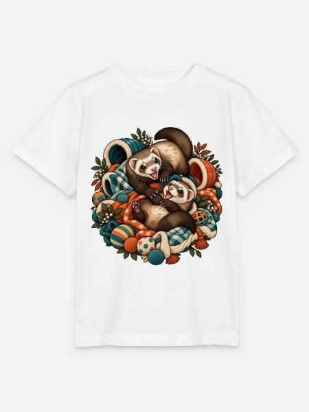 Herbstliche Otterfreunde Kuschelduo - Stanley/Stella Kinder T-Shirt MINI CREATOR - Weiß