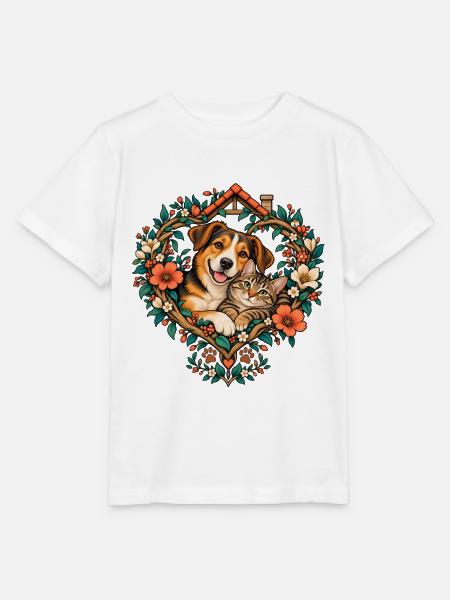 Tierfreunde im Blumenherz - Stanley/Stella Kinder T-Shirt MINI CREATOR - Weiß