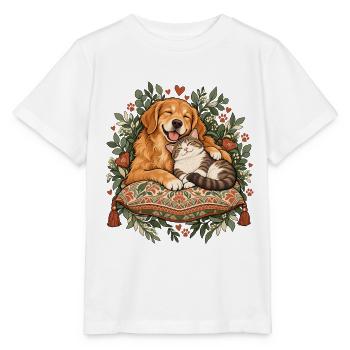 Herzpfoten Kuschelduo - Stanley/Stella Kinder T-Shirt MINI CREATOR  - Weiß - Vorne - Maike (125cm)