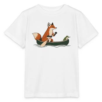 Fuchs und Frosch im Kanu – Outdoor-Abenteuer - Stanley/Stella Kinder T-Shirt MINI CREATOR  - Weiß - Vorne - Maike (125cm)