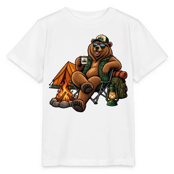 Grizzly beim Camping – Bärisches Outdoor-Abenteuer - Stanley/Stella Kinder T-Shirt MINI CREATOR  - Weiß - Vorne - Maike (125cm)