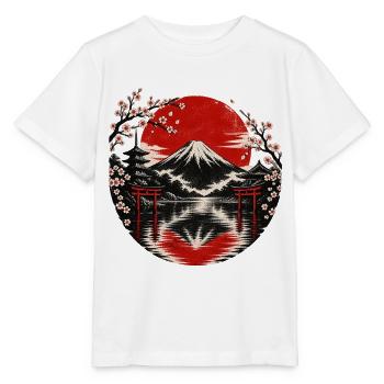 Fuji-Sonnenkreis mit Kirschblüten - Stanley/Stella Kinder T-Shirt MINI CREATOR  - Weiß - Vorne - Maike (125cm)