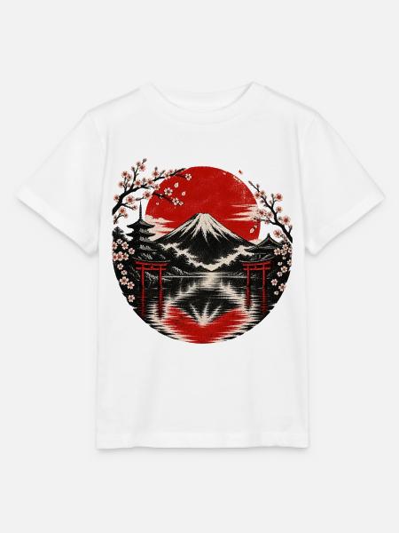 Fuji-Sonnenkreis mit Kirschblüten - Stanley/Stella Kinder T-Shirt MINI CREATOR - Weiß