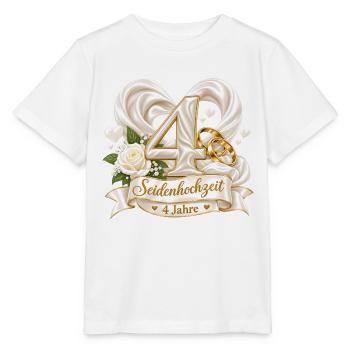 4.Hochzeitstag , Seidenhochzeit 4 Jahre  - Stanley/Stella Kinder T-Shirt MINI CREATOR  - Weiß - Vorne - Maike (125cm)