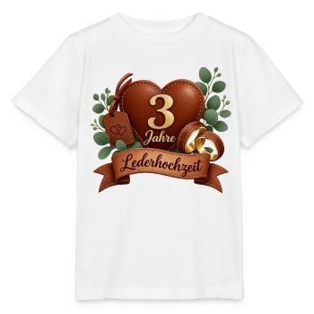 3.Hochzeitstag , Lederhochzeit 3 Jahre  - Stanley/Stella Kinder T-Shirt MINI CREATOR  - Weiß - Vorne - Maike (125cm)