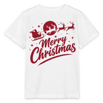 Fröhliche Weihnacht Silhouette Schlitten - Stanley/Stella Kinder T-Shirt MINI CREATOR  - Weiß - Vorne - Maike (125cm)