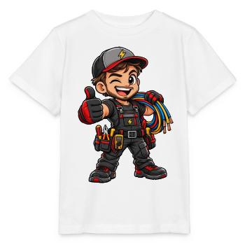 Elektriker Kawaii Style – Süßes Handwerkermotiv - Stanley/Stella Kinder T-Shirt MINI CREATOR  - Weiß - Vorne - Maike (125cm)