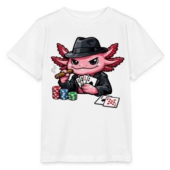 Axolotl beim Pokern – Süßer Pokerfan - Stanley/Stella Kinder T-Shirt MINI CREATOR  - Weiß - Vorne - Maike (125cm)