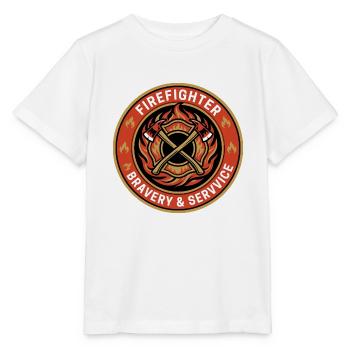 Feuerwehrmann Malteserkreuz mit gekreuzten Axtabzeichen Geschenk - Stanley/Stella Kinder T-Shirt MINI CREATOR  - Weiß - Vorne - Maike (125cm)