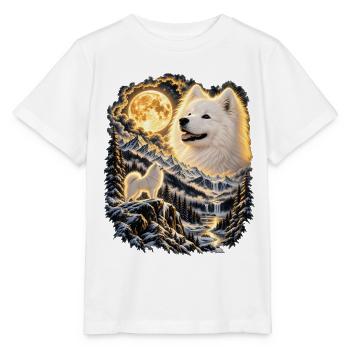 Labrador Hund Mondlicht Bergwelt - Stanley/Stella Kinder T-Shirt MINI CREATOR  - Weiß - Vorne - Maike (125cm)