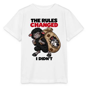 Schafe und Wolf – Die Regeln wurden geändert - Stanley/Stella Kinder T-Shirt MINI CREATOR  - Weiß - Vorne - Maike (125cm)