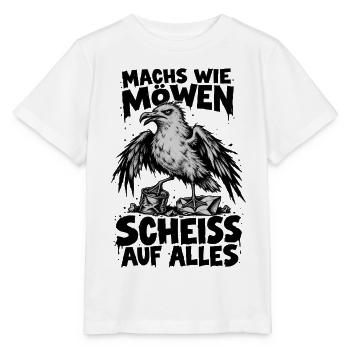 Möwe Punk Spruch Scheiss auf alles Küstenhumor - Stanley/Stella Kinder T-Shirt MINI CREATOR  - Weiß - Vorne - Maike (125cm)